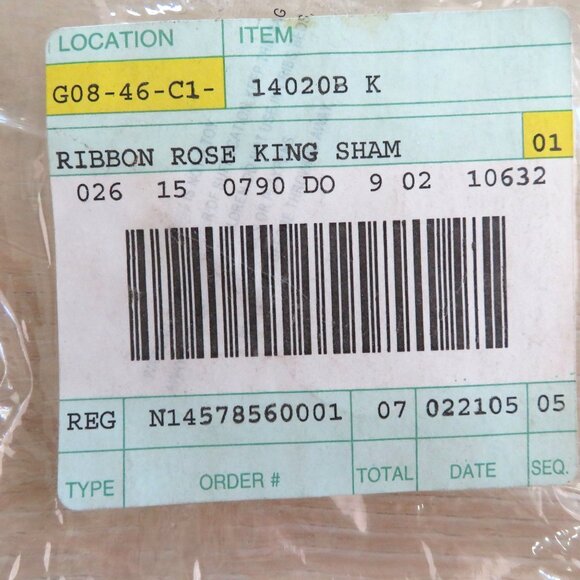 New Vintage King Shams Bedskirt Set Silk Ribbon Rose Velvet Design Cream Satin - Picture 12 of 16